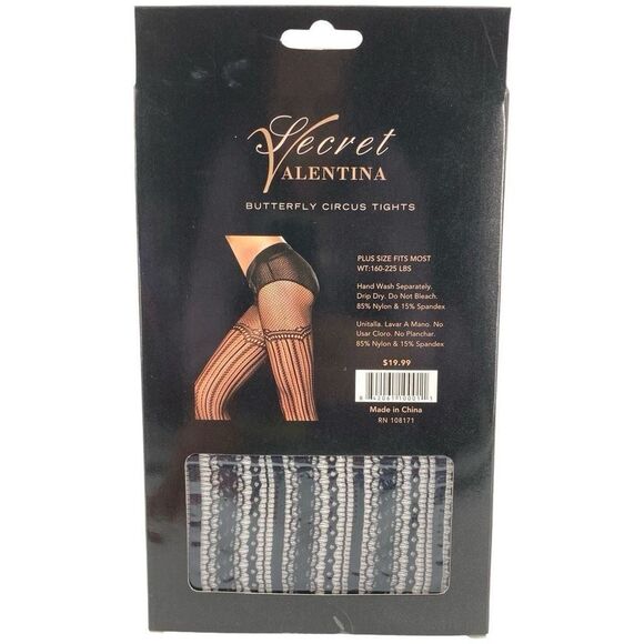Secret Valentina Women’s Plus Size Black Butterfly Circus Tights OS - Picture 4 of 7